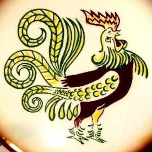 Brock Of California Vintage Rooster Chanticleer Brown - 8 Dinner Plates